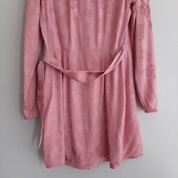 Aritzia WILFRED Callie Dress Mini Floral Pink Long Sleeve Wrap Sz S - Picture 8 of 12
